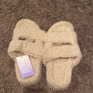 Stars Above Cream Cozy Indoor Slippers